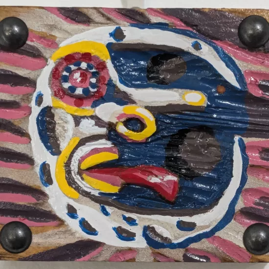 Night Guardian,
Oil Enamel on Wood Painting,
3.5 H x 4 W x .75 in