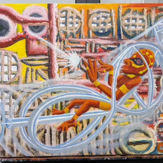 Proboscis in the Sky,
Oil on Canvas Painting,
18 H x 24 W x .8 in Proboscis in the Sky